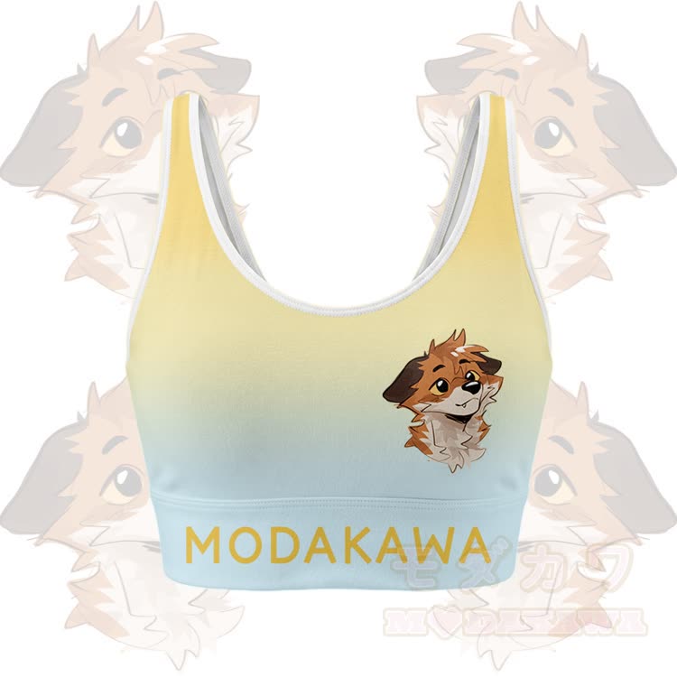 MODAKAWA X atka Fox Graphic Gradient Sports Bra Top Leggings Matching Outfit - Yellow Top - 5XL - image 3