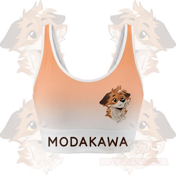 MODAKAWA X atka Fox Graphic Gradient Sports Bra Top Leggings Matching Outfit - Orange Top - 5XL - image 2