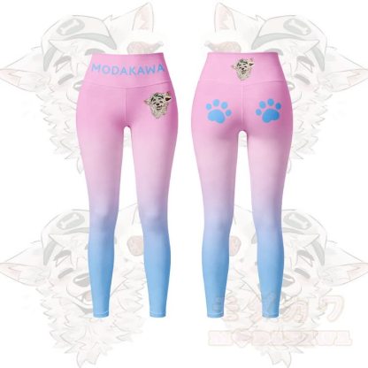 MODAKAWA X atka Fox Wants Meat Graphic Gradient Sports Bra Top Leggings Matching Outfit - Pink Leggings - 5XL - image 7