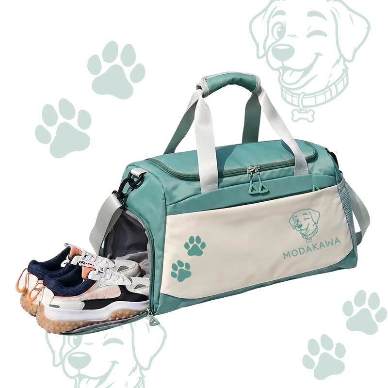 Tongue Out Puppy Graphic Modakawa Large Capacity Sports Gym Duffel Bag - Green - 55*28*26 cm - image 2