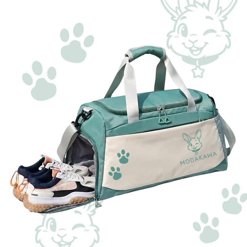 Bunny Graphic Modakawa Large Capacity Sports Gym Duffel Bag - Green - 55*28*26 cm - image 3