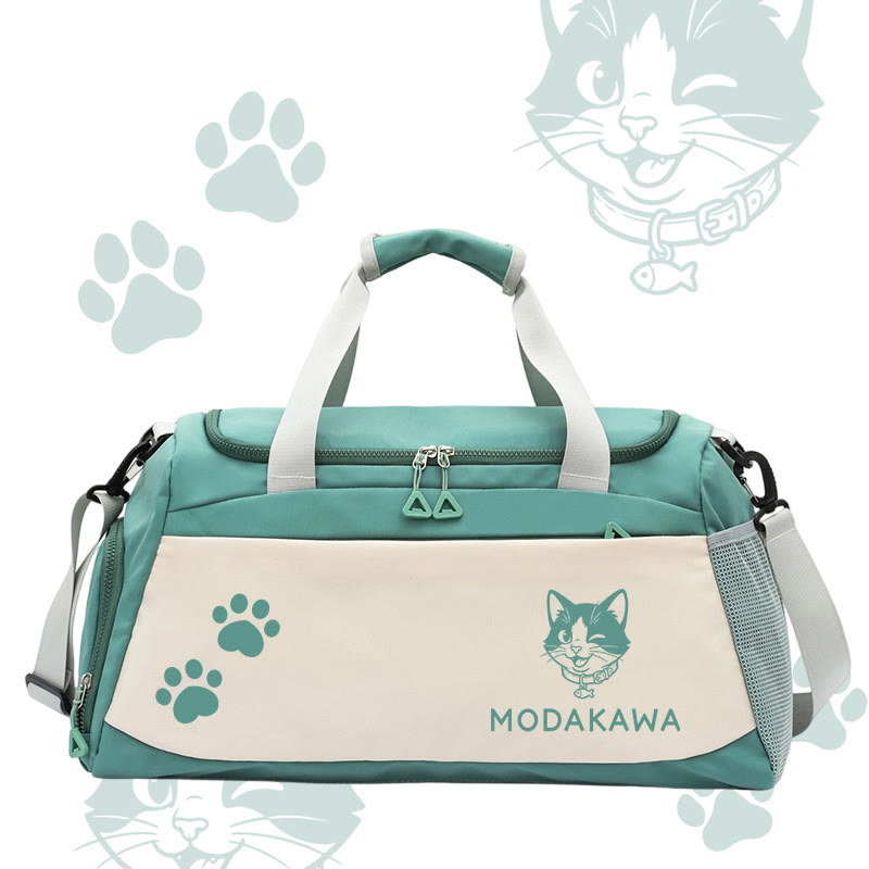 Cat Graphic Modakawa Large Capacity Sports Gym Duffel Bag - Green - 55*28*26 cm - image 3