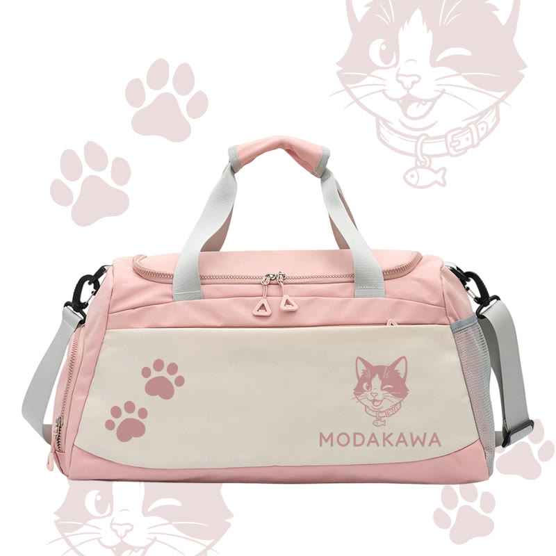 Cat Graphic Modakawa Large Capacity Sports Gym Duffel Bag - Pink - 55*28*26 cm - image 2