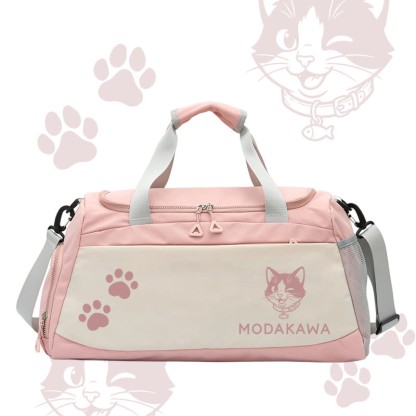 Cat Graphic Modakawa Large Capacity Sports Gym Duffel Bag - Pink - 55*28*26 cm - image 2