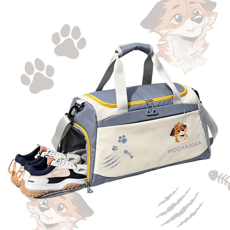MODAKAWA X atka Anticipating Fox Graphic Large Capacity Sports Gym Duffel Bag - Blue - 55*28*26 cm - image 3