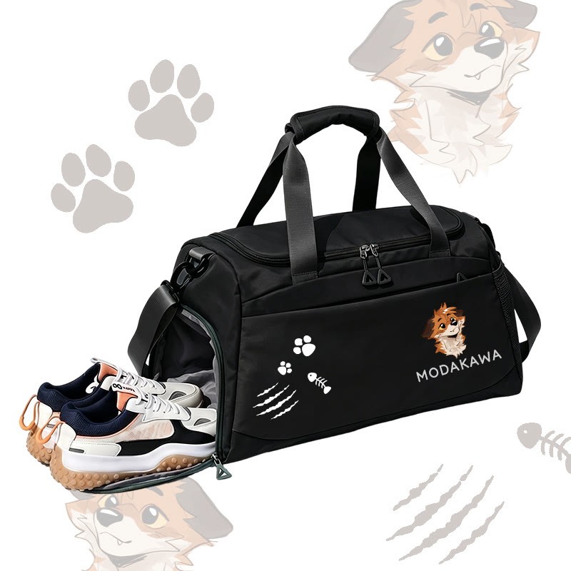 MODAKAWA X atka Anticipating Fox Graphic Large Capacity Sports Gym Duffel Bag - Black - 55*28*26 cm - image 2