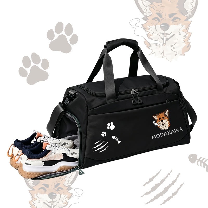 MODAKAWA X atka Fox Smoking Graphic Large Capacity Sports Gym Duffel Bag - Black - 55*28*26 cm - image 3