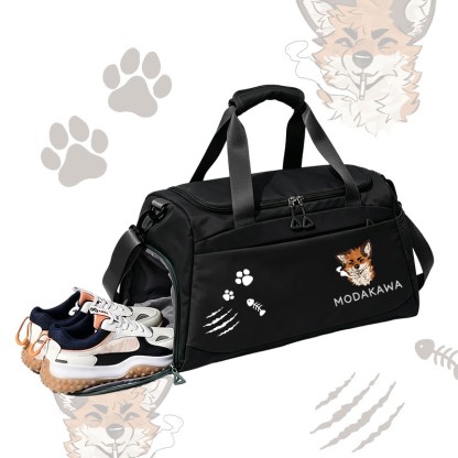 MODAKAWA X atka Fox Smoking Graphic Large Capacity Sports Gym Duffel Bag - Black - 55*28*26 cm - image 3