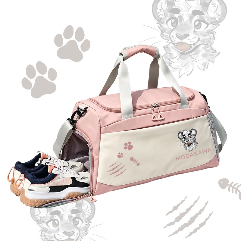MODAKAWA X atka Cheeky Tiger Face Graphic Large Capacity Sports Gym Duffel Bag - Pink - 55*28*26 cm - image 3