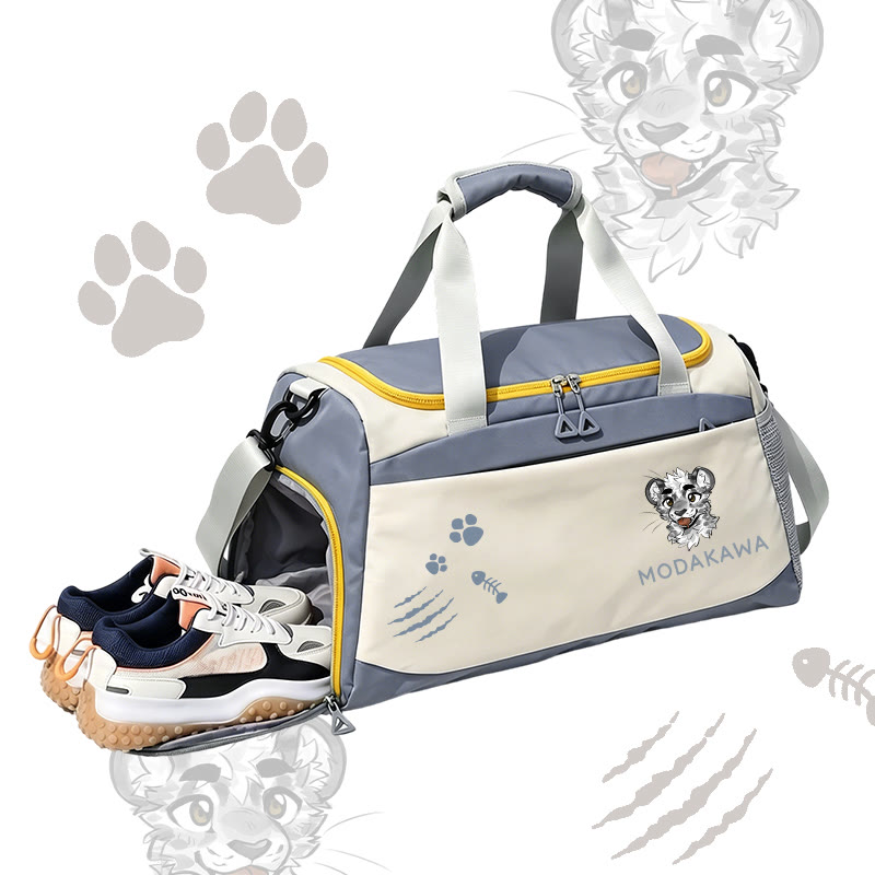 MODAKAWA X atka Cheeky Tiger Face Graphic Large Capacity Sports Gym Duffel Bag - Blue - 55*28*26 cm - image 2