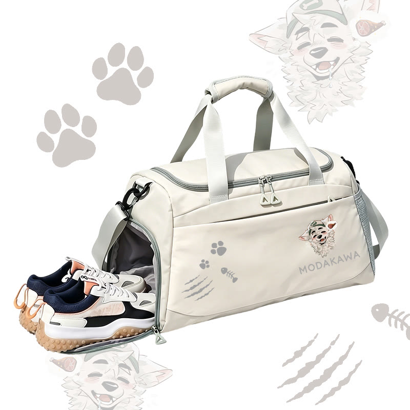 MODAKAWA X atka Fox Wants Meat Graphic Large Capacity Sports Gym Duffel Bag - White - 55*28*26 cm - image 5
