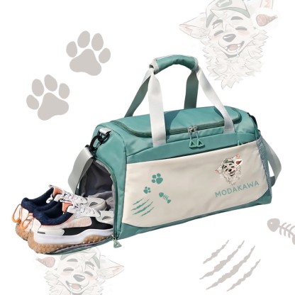 MODAKAWA X atka Fox Wants Meat Graphic Large Capacity Sports Gym Duffel Bag - Green - 55*28*26 cm - image 3