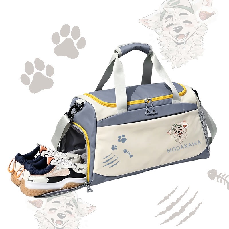 MODAKAWA X atka Fox Wants Meat Graphic Large Capacity Sports Gym Duffel Bag - Blue - 55*28*26 cm - image 4