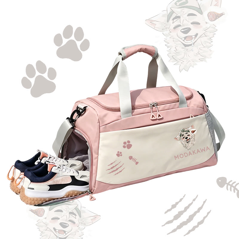 MODAKAWA X atka Fox Wants Meat Graphic Large Capacity Sports Gym Duffel Bag - Pink - 55*28*26 cm - image 2