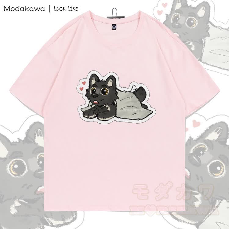MODAKAWA X LUCK LIKE Cute Porto Graphic 100% Cotton T-shirt - Light Pink - 5XL - image 1