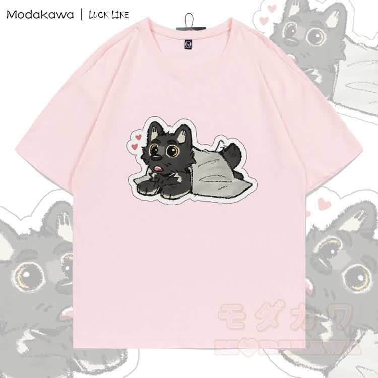 MODAKAWA X LUCK LIKE Cute Porto Graphic 100% Cotton T-shirt - Light Pink - 5XL - image 1