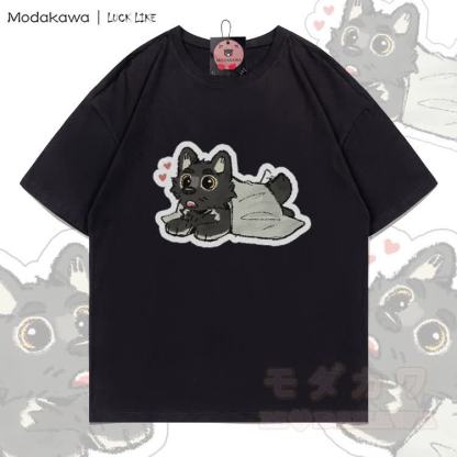 MODAKAWA X LUCK LIKE Cute Porto Graphic 100% Cotton T-shirt - Black - 5XL - image 2