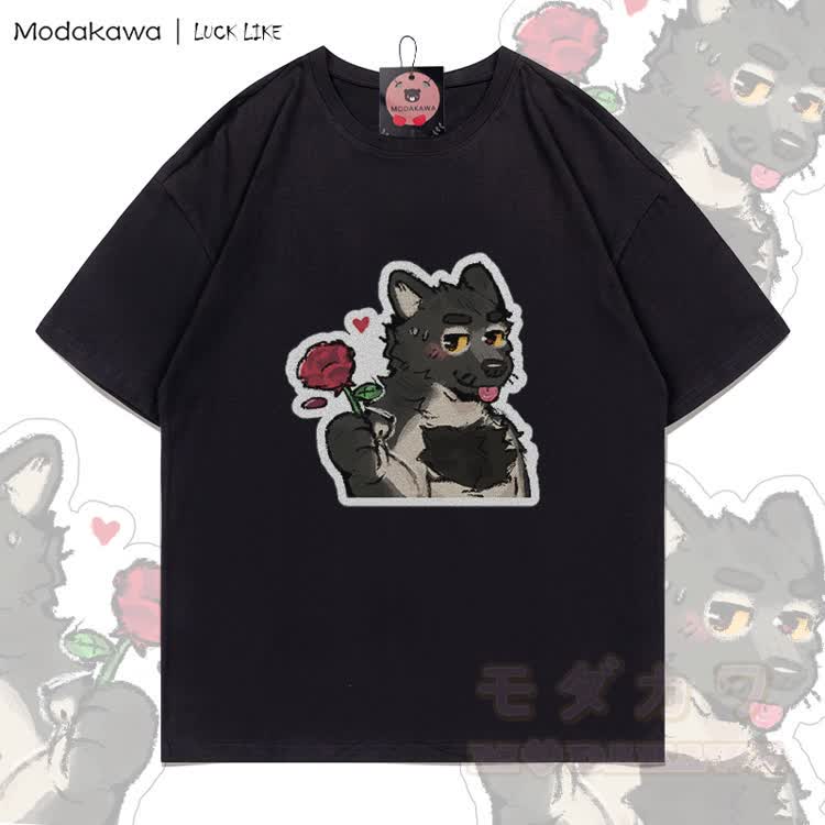 MODAKAWA X LUCK LIKE Rose Porto Graphic 100% Cotton T-shirt - Black - 5XL - image 2