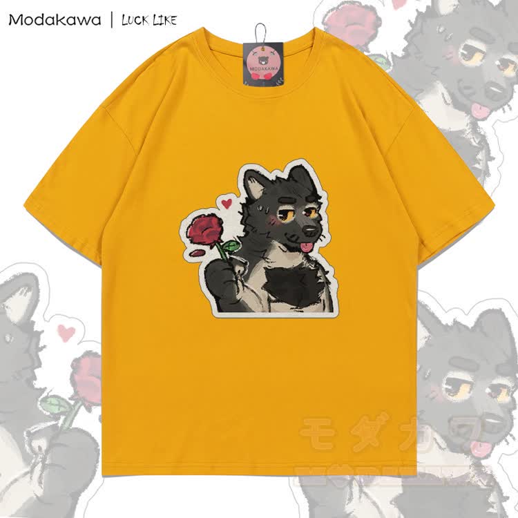 MODAKAWA X LUCK LIKE Rose Porto Graphic 100% Cotton T-shirt - Yellow - 5XL - image 1