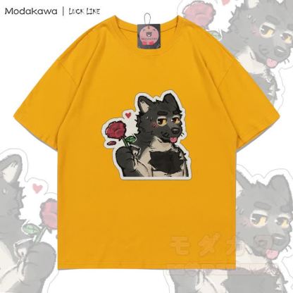 MODAKAWA X LUCK LIKE Rose Porto Graphic 100% Cotton T-shirt - Yellow - 5XL - image 1