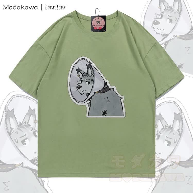 MODAKAWA X LUCK LIKE Collar Remy Graphic 100% Cotton T-shirt - Green - 5XL - image 4