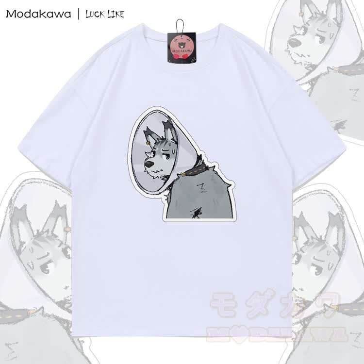 MODAKAWA X LUCK LIKE Collar Remy Graphic 100% Cotton T-shirt - White - 5XL - image 3