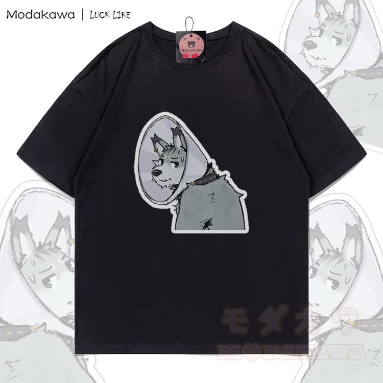 MODAKAWA X LUCK LIKE Collar Remy Graphic 100% Cotton T-shirt - Black - 5XL - image 2