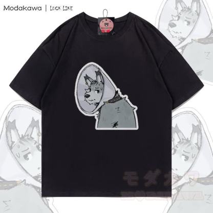 MODAKAWA X LUCK LIKE Collar Remy Graphic 100% Cotton T-shirt - Black - 5XL - image 2