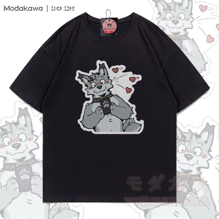 MODAKAWA X LUCK LIKE Cute Remy Phone Graphic 100% Cotton T-shirt - Black - 5XL - image 2