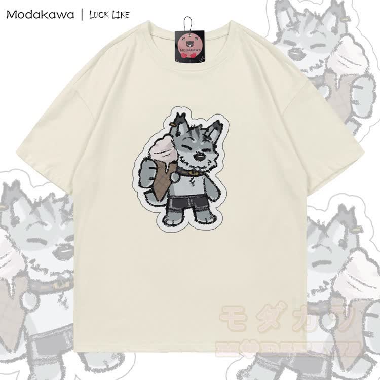MODAKAWA X LUCK LIKE Ice-cream Remy Graphic 100% Cotton T-shirt - Light Beige - 5XL - image 2