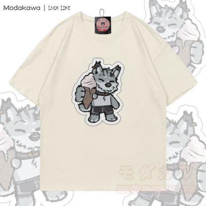 MODAKAWA X LUCK LIKE Ice-cream Remy Graphic 100% Cotton T-shirt - Light Beige - 5XL - image 2