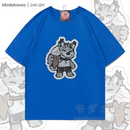 MODAKAWA X LUCK LIKE Ice-cream Remy Graphic 100% Cotton T-shirt - Blue - 5XL - image 5
