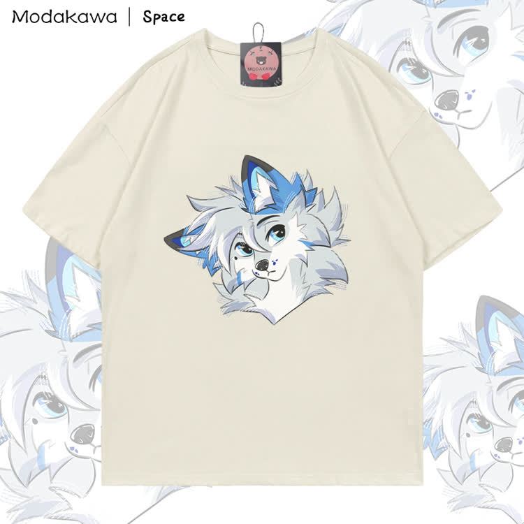 MODAKAWA X Space Barker Graphic 100% Cotton T-shirt - Light Beige - 5XL - image 1