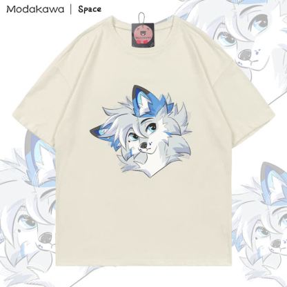 MODAKAWA X Space Barker Graphic 100% Cotton T-shirt - Light Beige - 5XL - image 1