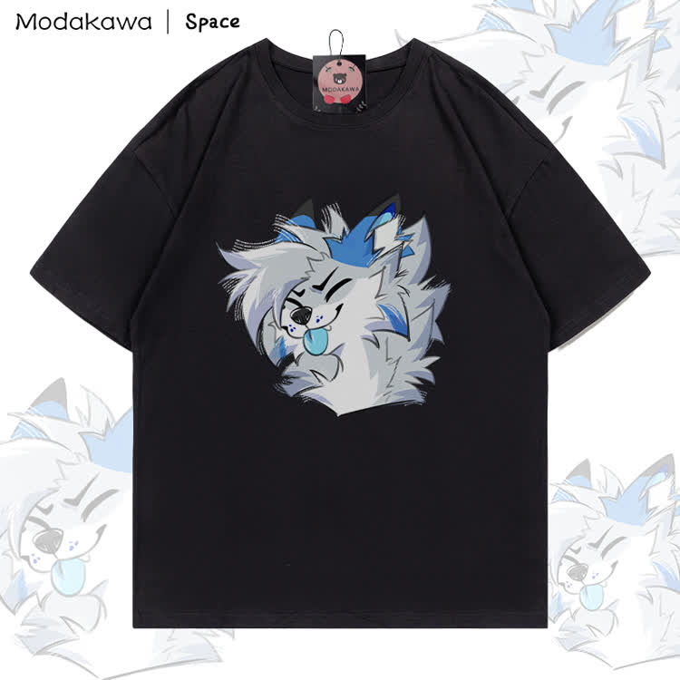 MODAKAWA X Space Barker Tongue Out Graphic 100% Cotton T-shirt - Black - 5XL - image 1