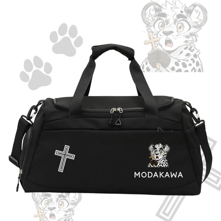 Leopard Cross Graphic Modakawa Large Capacity Sports Gym Duffel Bag - Black - 55*28*26 cm - image 6