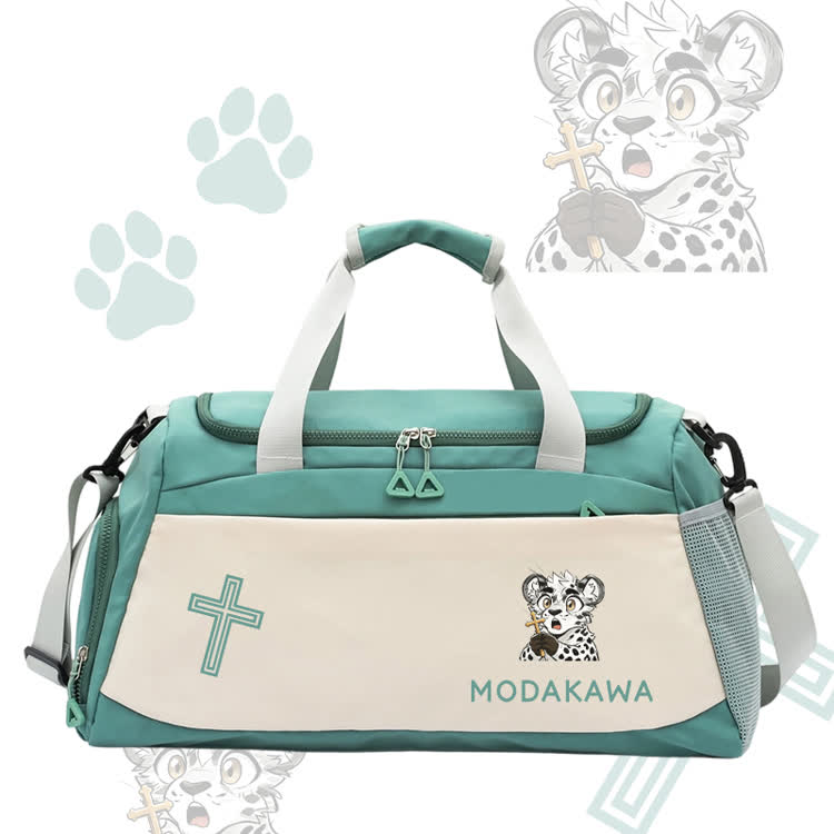 Leopard Cross Graphic Modakawa Large Capacity Sports Gym Duffel Bag - Green - 55*28*26 cm - image 2
