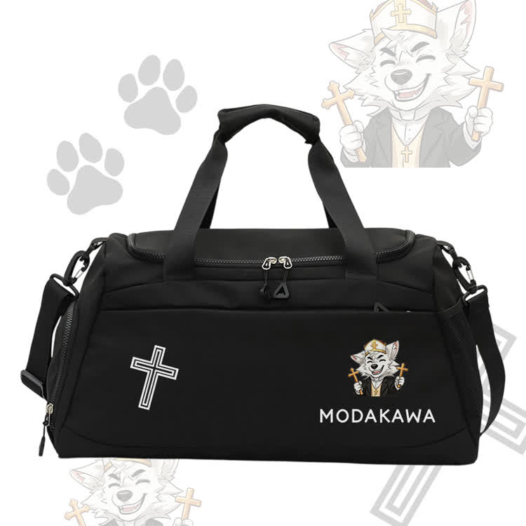 Happy Fox Cross Graphic Modakawa Large Capacity Sports Gym Duffel Bag - Black - 55*28*26 cm - image 2