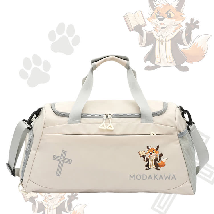 Fox Priest Graphic Modakawa Large Capacity Sports Gym Duffel Bag - White - 55*28*26 cm - image 2