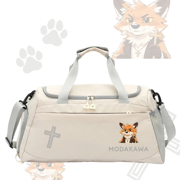 Smile Fox Cross Graphic Modakawa Large Capacity Sports Gym Duffel Bag - White - 55*28*26 cm - image 2
