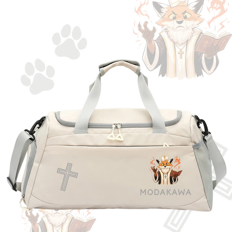 Fox Wizard Graphic Modakawa Large Capacity Sports Gym Duffel Bag - White - 55*28*26 cm - image 3