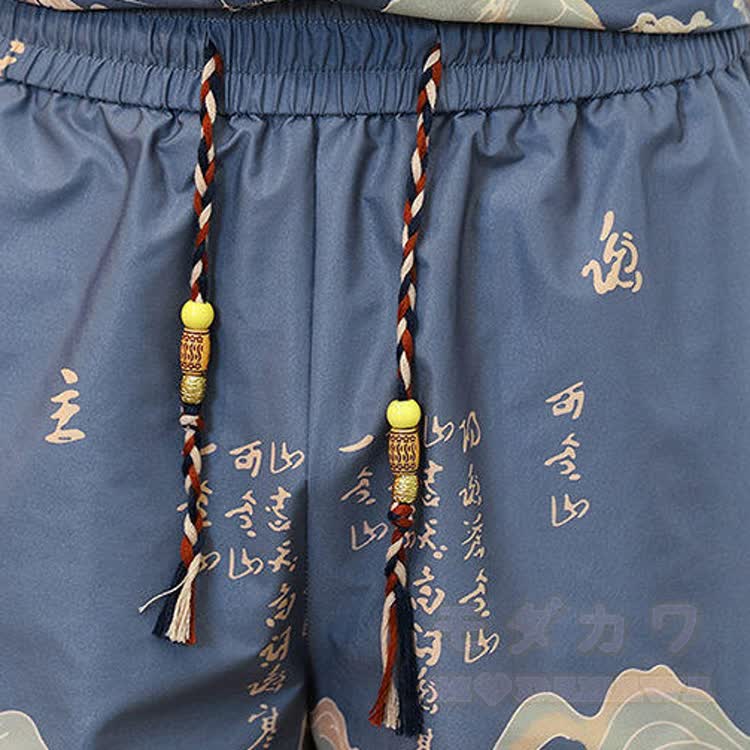 Vintage Print Vacation Frog Button Shirt Shorts Set - image 3