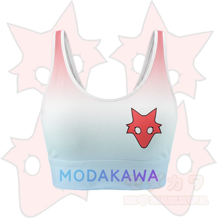 MODAKAWA X TiramisuRat Rat Graphic Gradient Sports Bra Top Leggings Matching Outfit - Pink Top - 5XL - image 3