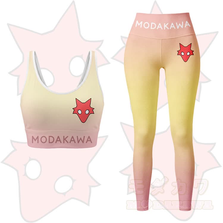 MODAKAWA X TiramisuRat Rat Graphic Gradient Sports Bra Top Leggings Matching Outfit - Yellow Set - 5XL - image 12