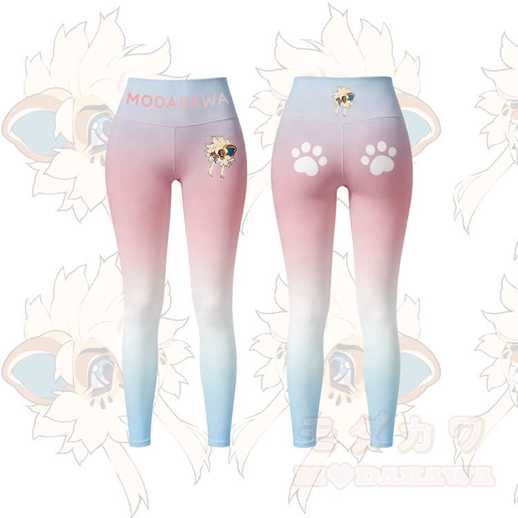 MODAKAWA X TiramisuRat Fluffy Rat Graphic Gradient Sports Bra Top Leggings Matching Outfit - Pink Leggings - 5XL - image 8