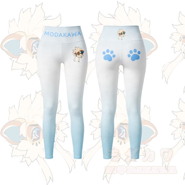 MODAKAWA X TiramisuRat Fluffy Rat Graphic Gradient Sports Bra Top Leggings Matching Outfit - Blue Leggings - 5XL - image 7