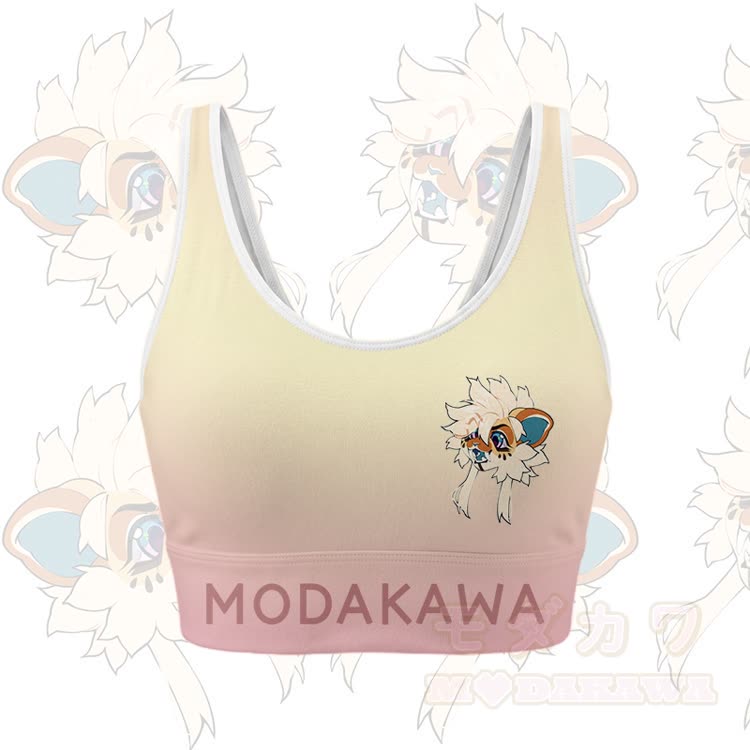 MODAKAWA X TiramisuRat Fluffy Rat Graphic Gradient Sports Bra Top Leggings Matching Outfit - Yellow Top - 5XL - image 2