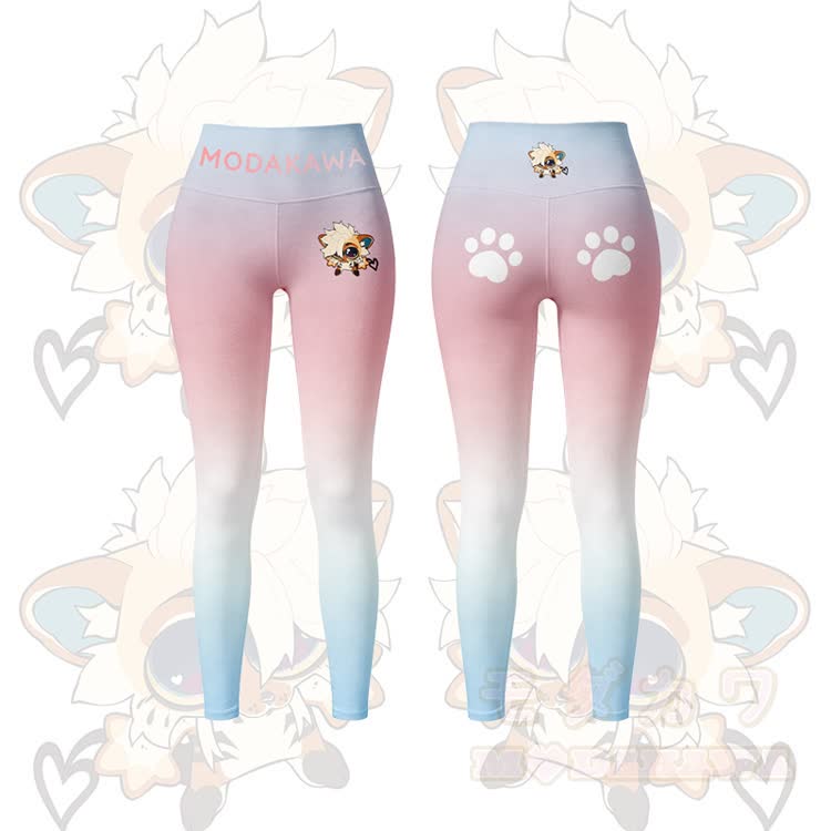MODAKAWA X TiramisuRat Cute Rat Graphic Gradient Sports Bra Top Leggings Matching Outfit - Pink Leggings - 5XL - image 9
