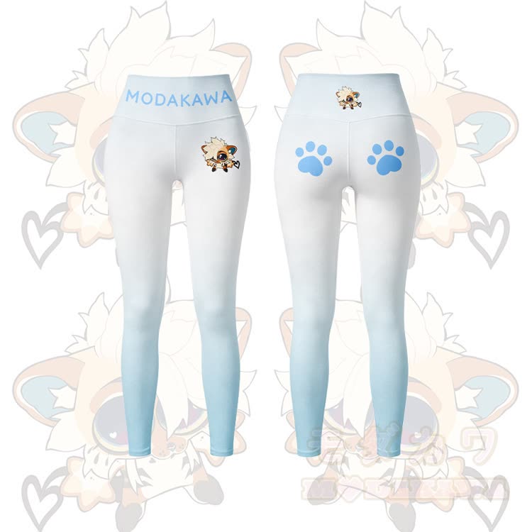MODAKAWA X TiramisuRat Cute Rat Graphic Gradient Sports Bra Top Leggings Matching Outfit - Blue Leggings - 5XL - image 8
