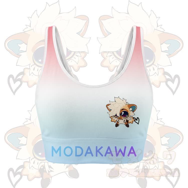 MODAKAWA X TiramisuRat Cute Rat Graphic Gradient Sports Bra Top Leggings Matching Outfit - Pink Top - 5XL - image 5
